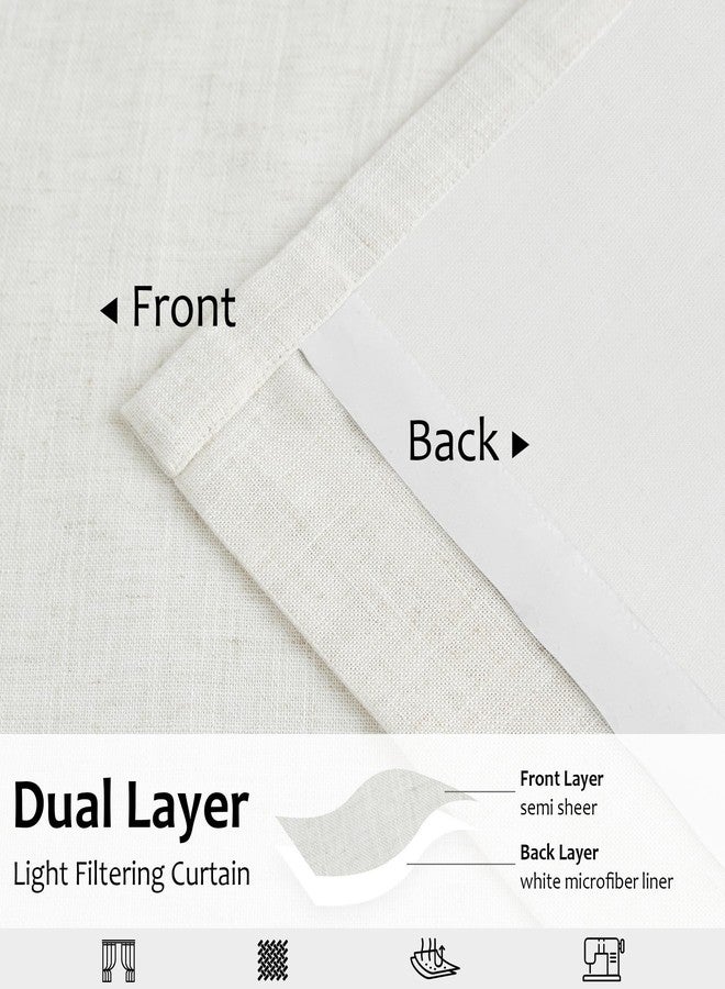 Central Park Natural Pinch Pleat Light Filtering Curtain with Microfiber Liner Linen Blended Textured Window Treatment Privacy Drape 90 Inch for Living Room Bedroom with Back Tabs Hooks, 40" Wx90 Lx2 - Image 2